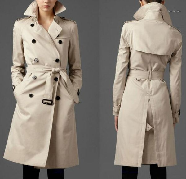 women's trench coats s-5xl 2021 summer women fashion large size raglan double-breasted slim long coat1, Tan;black