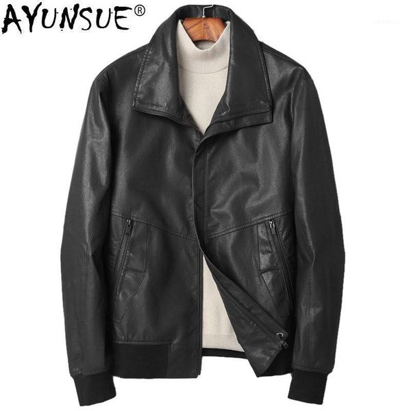 men's leather & faux ayunsue genuine jacket autumn winter men real sheepskin coat streetwear mens jackets and coats veste homme my13211, Black
men's leather & faux ayunsue genuine jacket autumn winter men real sheepskin coat streetwear mens jackets and coats veste homme my13211, Black