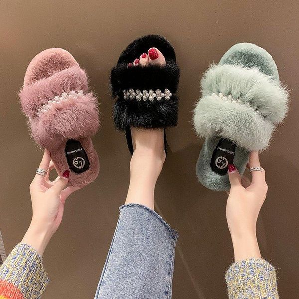 winter plush fur slippers for women warm flat shoes female fashion crystal pearl women shoes fluffy slippers slides plus size, Black
winter plush fur slippers for women warm flat shoes female fashion crystal pearl women shoes fluffy slippers slides plus size, Black