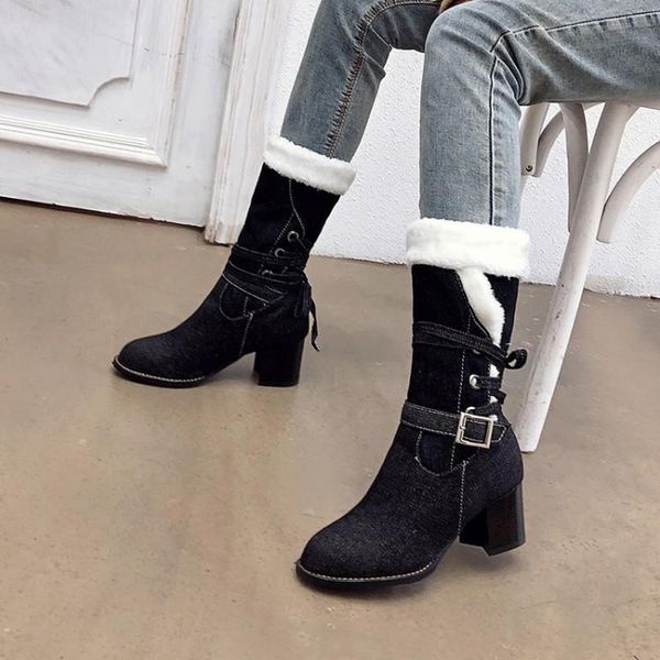 boots european and american personalized denim round toe thick heel medium high women's 41-42-48 large, Black
boots european and american personalized denim round toe thick heel medium high women's 41-42-48 large, Black
