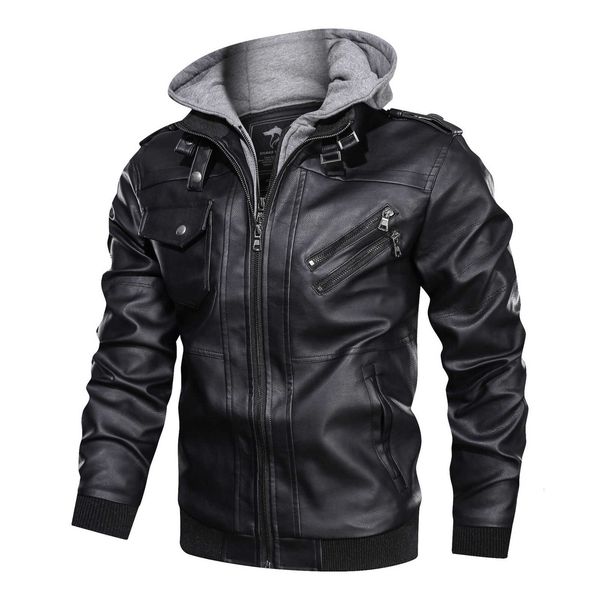 autumn and winter pu hooded youth leather fake two piece coat men's jacket, Black;brown
autumn and winter pu hooded youth leather fake two piece coat men's jacket, Black;brown