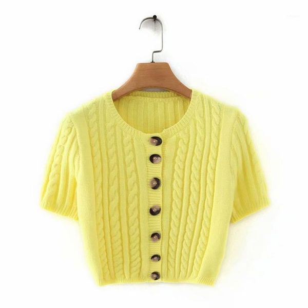 2020 spring women's new american retro round neck short sleeve high waist short navel single breasted twist knit slim sweater1, White
2020 spring women's new american retro round neck short sleeve high waist short navel single breasted twist knit slim sweater1, White