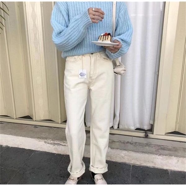 ies spring white jeans women denim pants high waist trousers korean mom jeans streetwear 201223, Blue
ies spring white jeans women denim pants high waist trousers korean mom jeans streetwear 201223, Blue