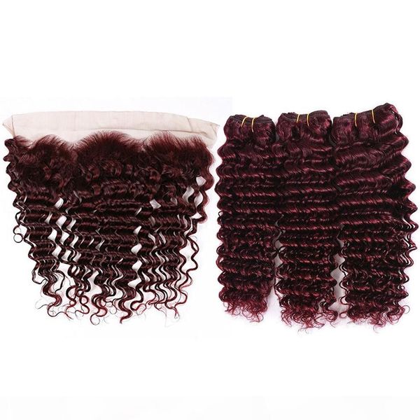 wine red peruvian human hair 3bundles with frontal closure deep wave curly #99j burgundy virgin hair weaves with full lace frontal 13x4, Black;brown
wine red peruvian human hair 3bundles with frontal closure deep wave curly #99j burgundy virgin hair weaves with full lace frontal 13x4, Black;brown
