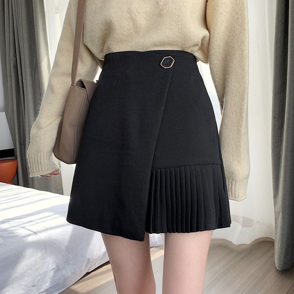women's winter a-line 2020 new spring and autumn pleated high waist short irregular skirt y1214, Black
women's winter a-line 2020 new spring and autumn pleated high waist short irregular skirt y1214, Black