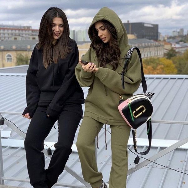 women tracksuit pullovers and pants 2021 autumn winter leisure hoodies set solid color elastic waist long trousers outfits, Gray
women tracksuit pullovers and pants 2021 autumn winter leisure hoodies set solid color elastic waist long trousers outfits, Gray