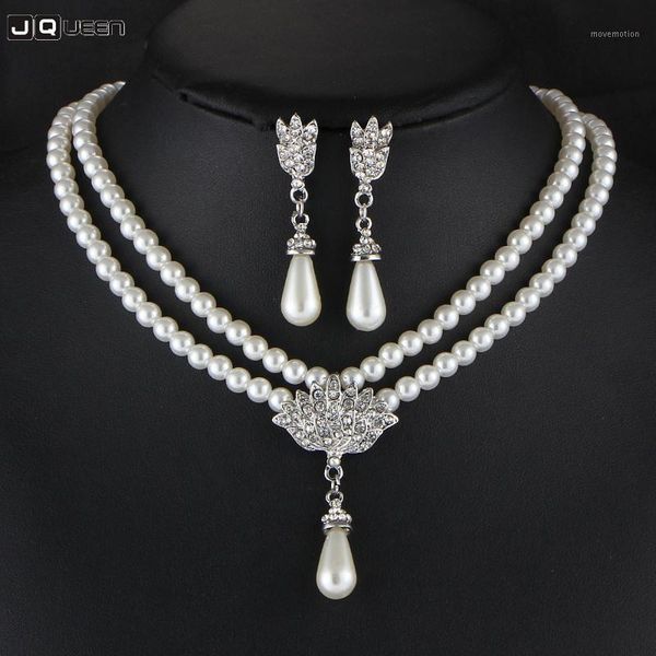 2 layer crystal elegant women jewelry set wedding bride imitation pearl short clavicle necklaces earrings set lady jewelry1, Silver
2 layer crystal elegant women jewelry set wedding bride imitation pearl short clavicle necklaces earrings set lady jewelry1, Silver