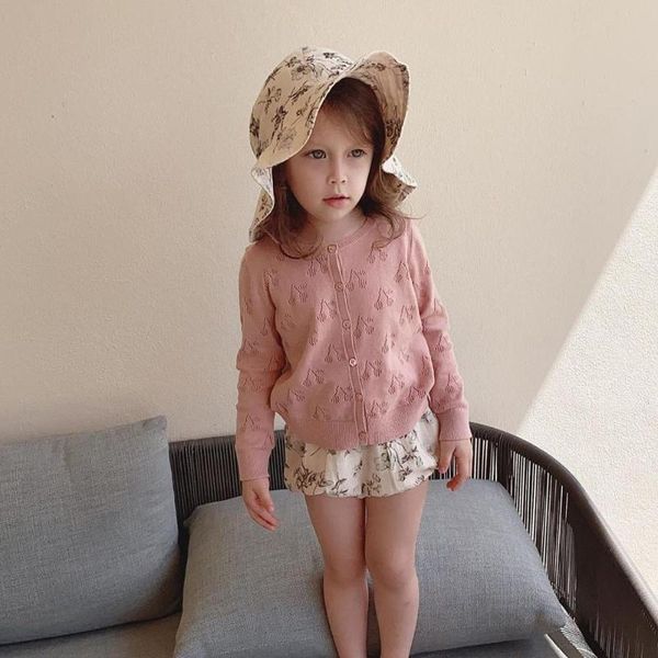pullover 2021bp same girls spring and autumn knitted cardigan thin coat lovely cherry pattern children's foreign style top, Blue
pullover 2021bp same girls spring and autumn knitted cardigan thin coat lovely cherry pattern children's foreign style top, Blue