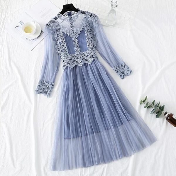 2020 new arrivals lace flower dress women gauze long sleeve voile long dress female sweet princess pleated 2 piece set1, Black;gray
2020 new arrivals lace flower dress women gauze long sleeve voile long dress female sweet princess pleated 2 piece set1, Black;gray