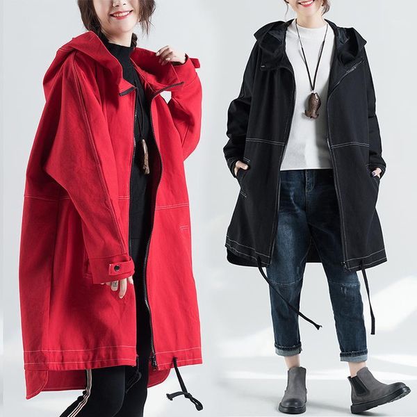 autumn winter denim trench coat women loose was thin large size mid-length trench coat wizard hat cardigan a7261, Tan;black 
autumn winter denim trench coat women loose was thin large size mid-length trench coat wizard hat cardigan a7261, Tan;black