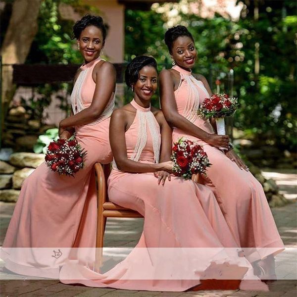dusty pink long mermaid african bridesmaid dresses with pearls beading high neck sleeveless plus size black girls wedding party dress 2021, White;pink
dusty pink long mermaid african bridesmaid dresses with pearls beading high neck sleeveless plus size black girls wedding party dress 2021, White;pink