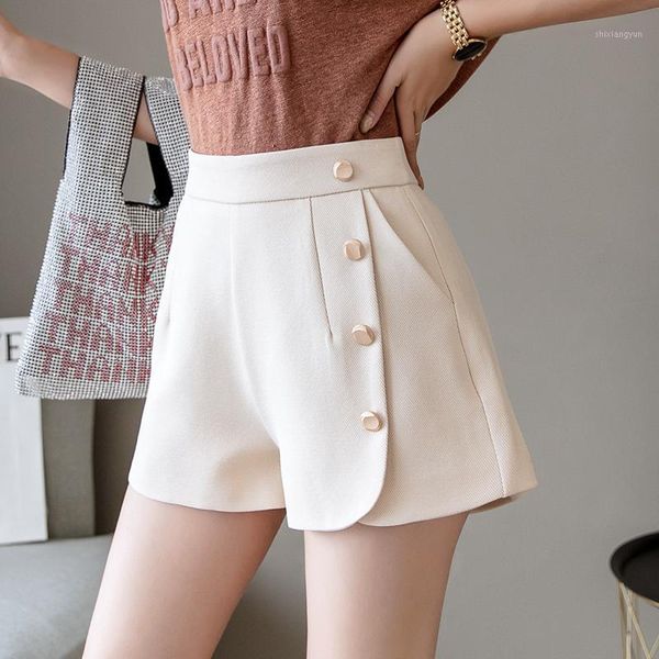 split front solid buttons shorts for women 2019 summer high waist zipper women shorts black white work wear elegant1, White;black
split front solid buttons shorts for women 2019 summer high waist zipper women shorts black white work wear elegant1, White;black
