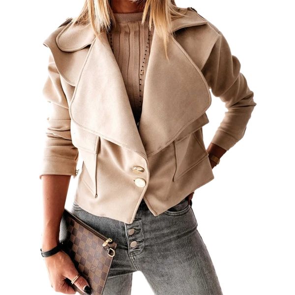 women's deer veet lapel double button solid color small simple short slim spring and autumn jacket, Black;brown
women's deer veet lapel double button solid color small simple short slim spring and autumn jacket, Black;brown
