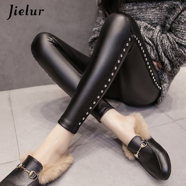 jielur winter fleece matte pu leather leggings women fashion rivets push up pencil pants 4 colors s-xxxl lady high waist legging 201109, Black
jielur winter fleece matte pu leather leggings women fashion rivets push up pencil pants 4 colors s-xxxl lady high waist legging 201109, Black
