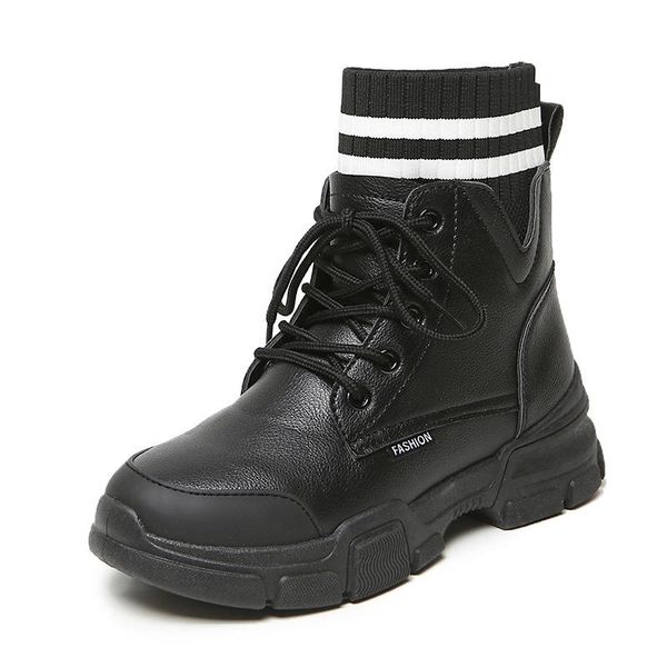 platform lace-up sock boots british wind velvet warm martin boots thick bottom pu non-slip round toe ankle, Black 
platform lace-up sock boots british wind velvet warm martin boots thick bottom pu non-slip round toe ankle, Black
