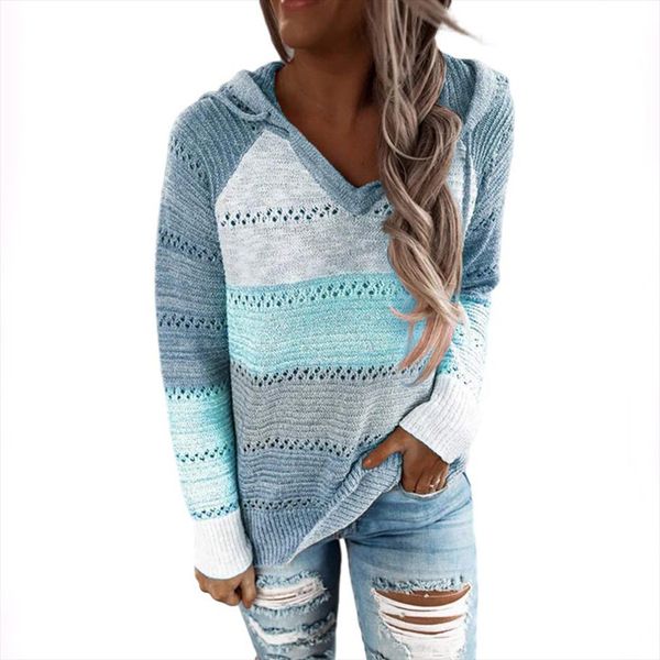 women elegant long sleeve hooded knitted sweater autumn striped sweaters v neck pullovers knitwear winter vintage sweater, White;black
women elegant long sleeve hooded knitted sweater autumn striped sweaters v neck pullovers knitwear winter vintage sweater, White;black