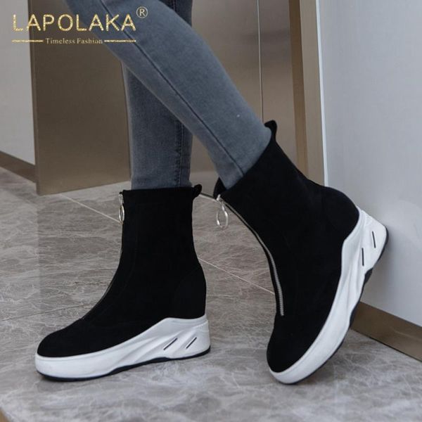2020 leisure height increasing heels platform zipper winter woman shoes elastic sock ankle boots female footwear, Black
2020 leisure height increasing heels platform zipper winter woman shoes elastic sock ankle boots female footwear, Black