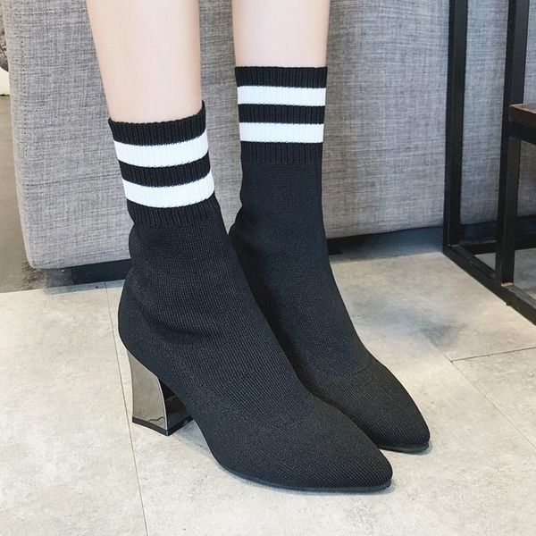 autumn new stretch fabric sock shoes women ankle boots pointed toe pumps black ladies party shoes high heel winter boots female
autumn new stretch fabric sock shoes women ankle boots pointed toe pumps black ladies party shoes high heel winter boots female