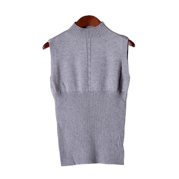 half turtleneck sweater camisole women solid color spliced casual fashion knitted sleeveless tees autumn spring, White;black
half turtleneck sweater camisole women solid color spliced casual fashion knitted sleeveless tees autumn spring, White;black
