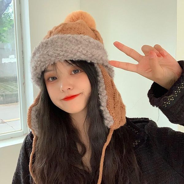 hat women's autumn/winter knitted cute ear protection hair ball wool hat plus velvet thick lei feng, Blue;gray
hat women's autumn/winter knitted cute ear protection hair ball wool hat plus velvet thick lei feng, Blue;gray