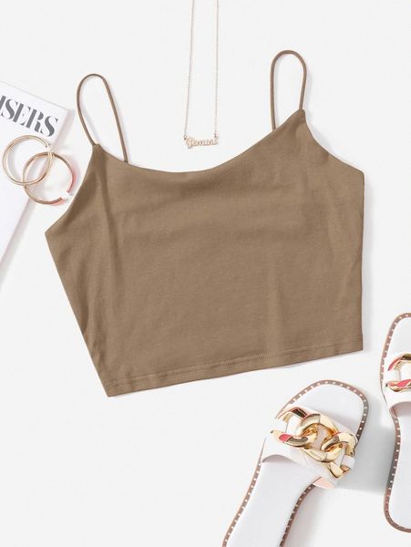 solid crop cami p95s#, White