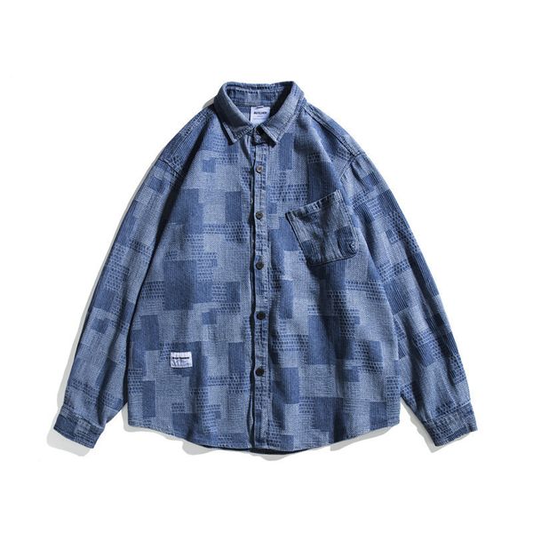 forn3 2021 spring men's shirt youth fashion street inclined pocket plaid casual shirt, White;black
forn3 2021 spring men's shirt youth fashion street inclined pocket plaid casual shirt, White;black