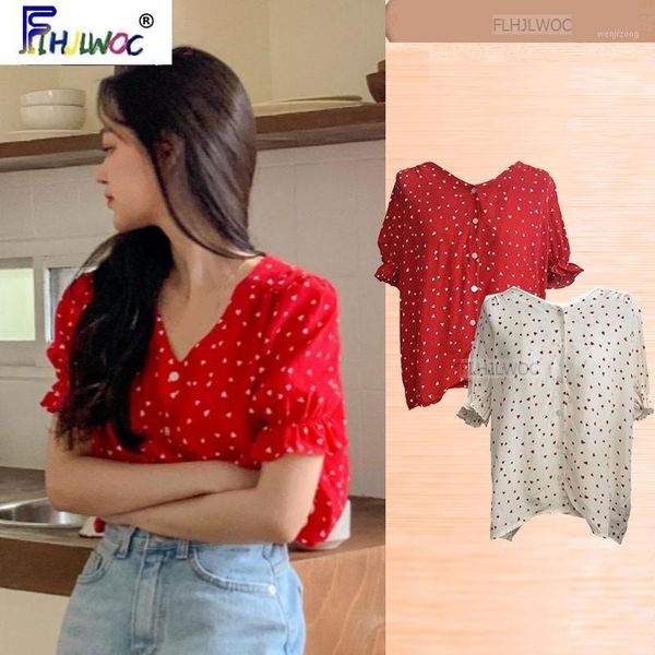 2020 summer south korean chic love blouses women flhjlwoc japanese preppy style date girls v neck red button shirts1, White
2020 summer south korean chic love blouses women flhjlwoc japanese preppy style date girls v neck red button shirts1, White