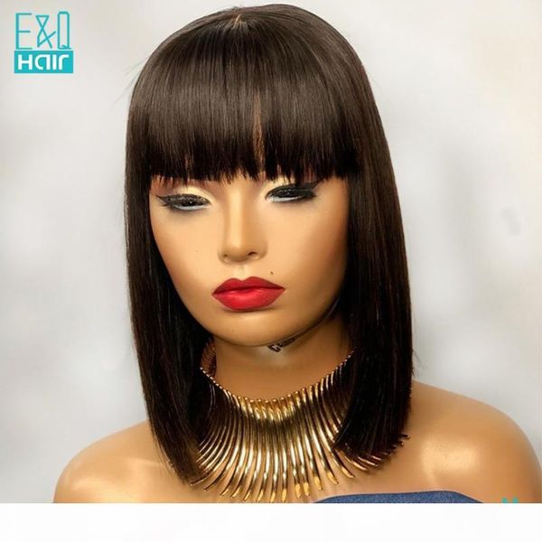 360 lace frontal human hair wigs for women pre plucked brazilian remy short bob lace front wig with bangs bleached knots 150%, Black;brown
360 lace frontal human hair wigs for women pre plucked brazilian remy short bob lace front wig with bangs bleached knots 150%, Black;brown