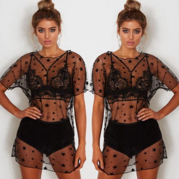 women star printed dresses short sleeve casual mesh transparent new black summer mini dress women, Black;gray
women star printed dresses short sleeve casual mesh transparent new black summer mini dress women, Black;gray