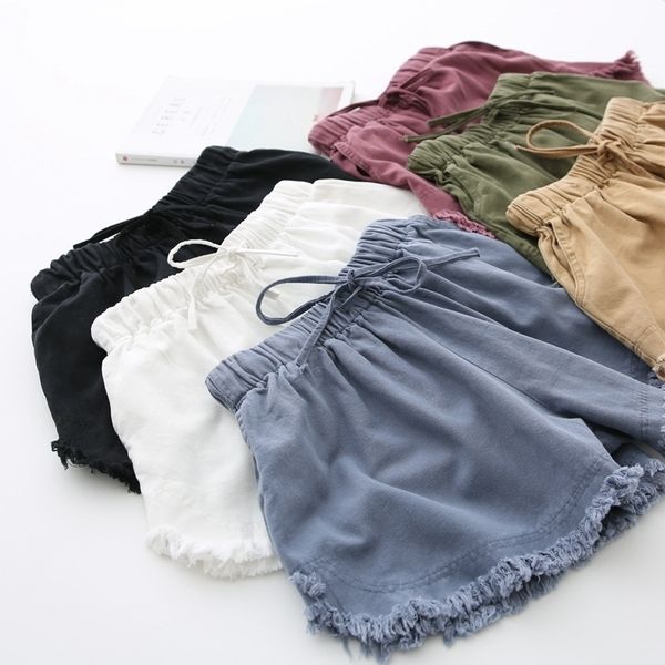 basic frayed cotton shorts women solid wide leg shorts summer casual white, black y200403
basic frayed cotton shorts women solid wide leg shorts summer casual white, black y200403