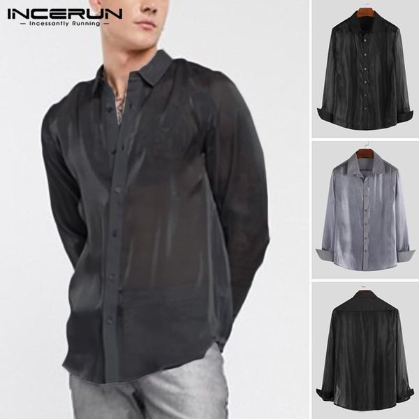 fashion men transparent shirt solid collar button long sleeve chic loose see through party nightclub blouse incerun, White;black
fashion men transparent shirt solid collar button long sleeve chic loose see through party nightclub blouse incerun, White;black