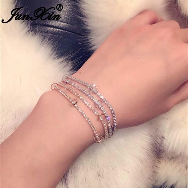 junxin trendy double layers zircon bracelets for women white gold color white crystal chains charm bracelet wedding jewelry, Golden;silver
junxin trendy double layers zircon bracelets for women white gold color white crystal chains charm bracelet wedding jewelry, Golden;silver