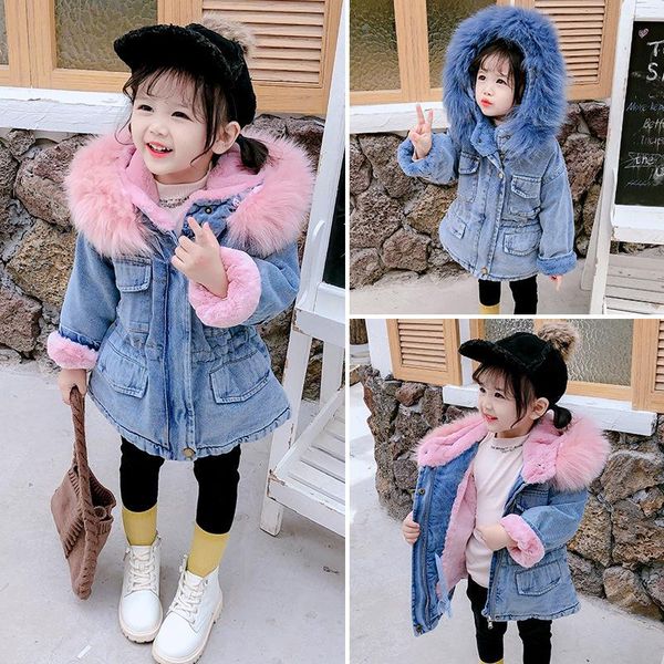 jackets winter toddler girl denim jacket plus velvet fur hooded warm girls outerwear parka coat 2-7 years kids clothes baby thick coats, Blue;gray
jackets winter toddler girl denim jacket plus velvet fur hooded warm girls outerwear parka coat 2-7 years kids clothes baby thick coats, Blue;gray