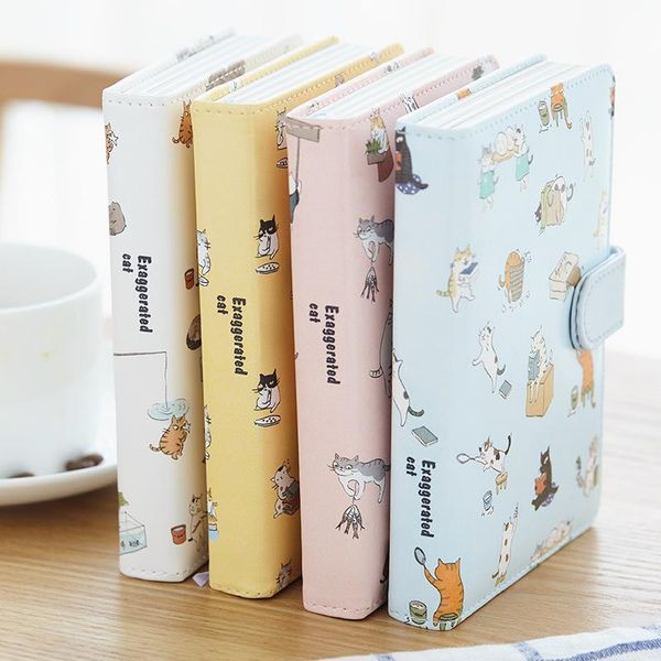 Cute Kawaii Cat Stationery Leather Notebook Japanese Style Color Page Notebook Diary Agenda 2020 Planner Filofax Notepad