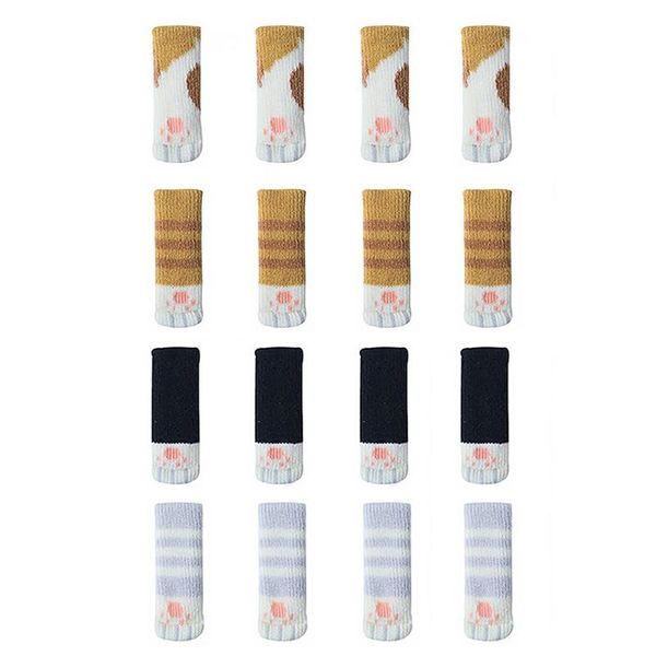 16pcs table and chair foot pad foot cover protective cover cat claw knitted socks mute wear-resistant non-slip mat home