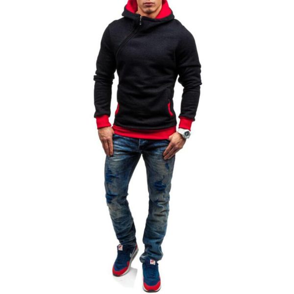 coldker european american autumn and winter new hooded set men's diagonal zipper hoodie, Black
coldker european american autumn and winter new hooded set men's diagonal zipper hoodie, Black