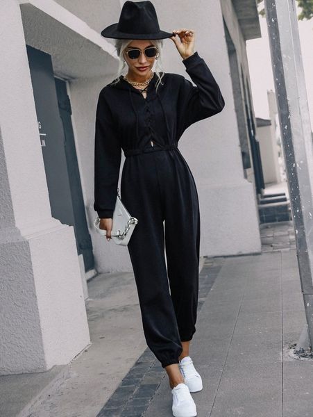 lace-up front hooded jumpsuit d7ws#, White
lace-up front hooded jumpsuit d7ws#, White