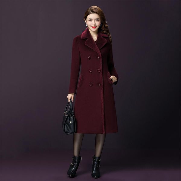 women's wool & blends plus size m-4xl(bust 110cm)woolen overcoat winter middle - aged mother clothes big yards fashion female long styl, Black
women's wool & blends plus size m-4xl(bust 110cm)woolen overcoat winter middle - aged mother clothes big yards fashion female long styl, Black