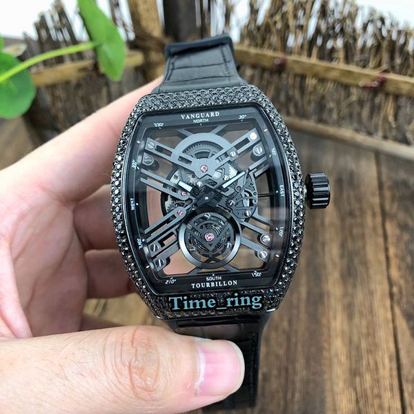 edition v 45 t sqt skeleton dial black diamond case automatic mechanical movement mens watch black leather strap designer sport watches, Slivery;brown
edition v 45 t sqt skeleton dial black diamond case automatic mechanical movement mens watch black leather strap designer sport watches, Slivery;brown