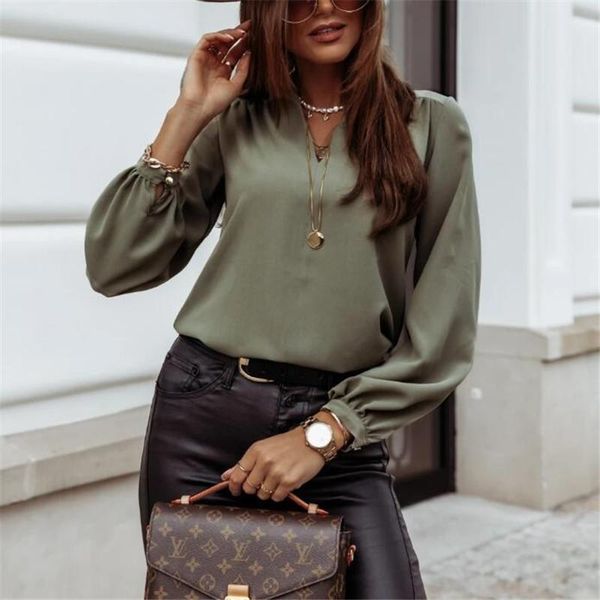 women elegant autumn shirts casual v-neck blouses pullover solid blouse long sleeve loose gentle brief sweet blouse, White
women elegant autumn shirts casual v-neck blouses pullover solid blouse long sleeve loose gentle brief sweet blouse, White