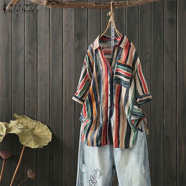 zanzea women vintage striped blouse summer lapel neck short sleeve shirt femme robe buttons down blusas femininas tunic 5xl y200622, White
zanzea women vintage striped blouse summer lapel neck short sleeve shirt femme robe buttons down blusas femininas tunic 5xl y200622, White