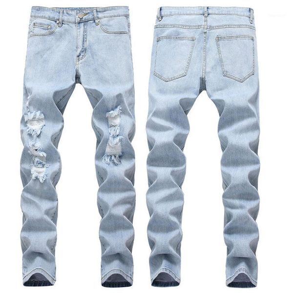 hole jean men solid color casual denim pants straight slim stretch ripped fashion cowboy washed jeans male1, Blue
hole jean men solid color casual denim pants straight slim stretch ripped fashion cowboy washed jeans male1, Blue