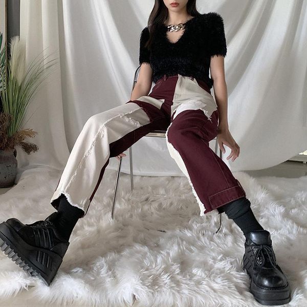 streetwear patchwork block color long trousers women high waist tassel ripped jeans autumn spring casual pocket denim pants, Blue
streetwear patchwork block color long trousers women high waist tassel ripped jeans autumn spring casual pocket denim pants, Blue