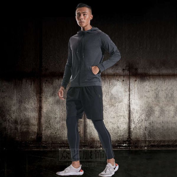 and winter men's fitness running autumn training leisure sports suit long sleeve pants two piece set, Gray
and winter men's fitness running autumn training leisure sports suit long sleeve pants two piece set, Gray