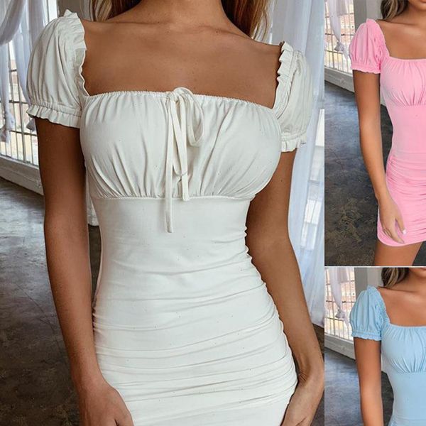 women summer short sleeve backless dress lace up solid color pleated hip bodycon mini dress, Black;gray
women summer short sleeve backless dress lace up solid color pleated hip bodycon mini dress, Black;gray