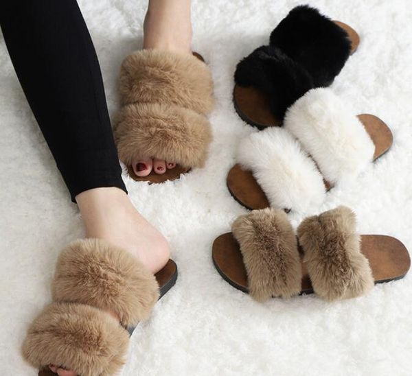 women winter warm slippers plush casual solid color flat fur slippers home ladies outdoor slides flip flops sandals, Black
women winter warm slippers plush casual solid color flat fur slippers home ladies outdoor slides flip flops sandals, Black