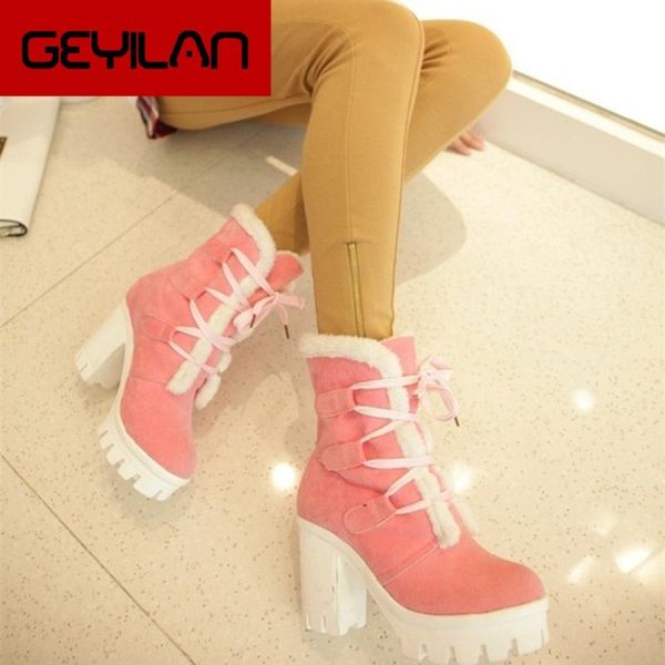 pink platform short booties women winter warm lace-up flock warm boots with plush shoes plus size 43 botas mujer, Black
pink platform short booties women winter warm lace-up flock warm boots with plush shoes plus size 43 botas mujer, Black