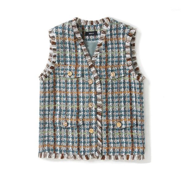 autumn winter women casual tweed vests vintage tassel single breasted v-neck plaid knitted sleeveless loose waistcoats y5321, Black;white
autumn winter women casual tweed vests vintage tassel single breasted v-neck plaid knitted sleeveless loose waistcoats y5321, Black;white