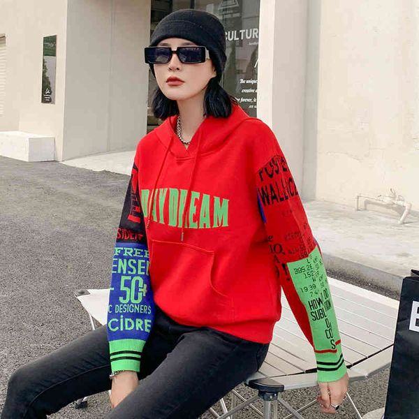 women's hoodies & sweatshirts tuogu chao women's autumn winter print contrast stitching embroidered knit sleeves loose hoodie swea, Black
women's hoodies & sweatshirts tuogu chao women's autumn winter print contrast stitching embroidered knit sleeves loose hoodie swea, Black