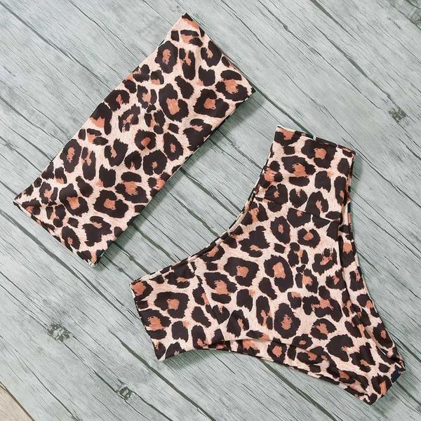 women's swimwear tropical print swimsuit 2021 high waist bikini set bandeau women strapless female bathing suit leopard biquini1, White;black
women's swimwear tropical print swimsuit 2021 high waist bikini set bandeau women strapless female bathing suit leopard biquini1, White;black